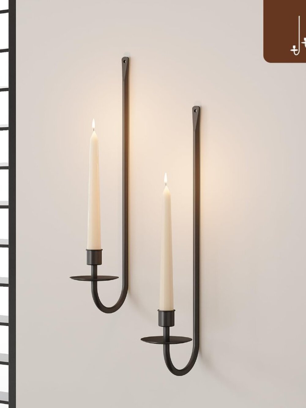Metal Wall Candle Sconce Holder Set of 2 Wall Mount Candle Holder Pillar Holder